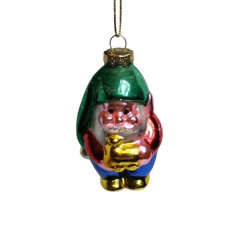 Vintage Thomas Pacconi Elf Blown Glass Hanging Ornament Holiday 3.5" H